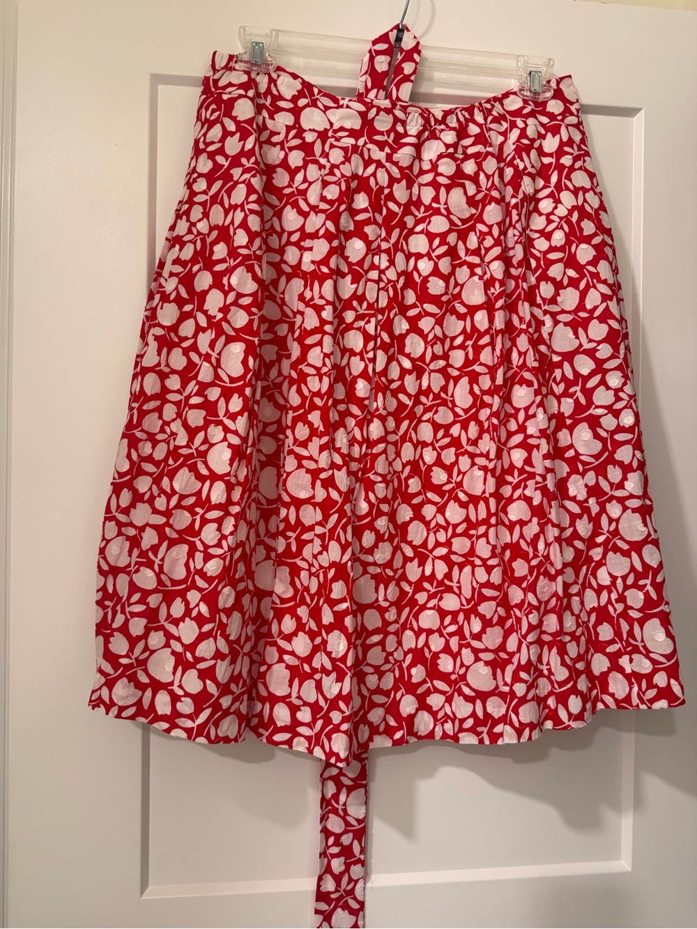 Talbots Red and White Floral Midi Skirt